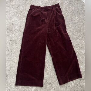 Banana Republic Rivoli Corduroy Pants Size 16 Burgundy Wide Leg High Rise